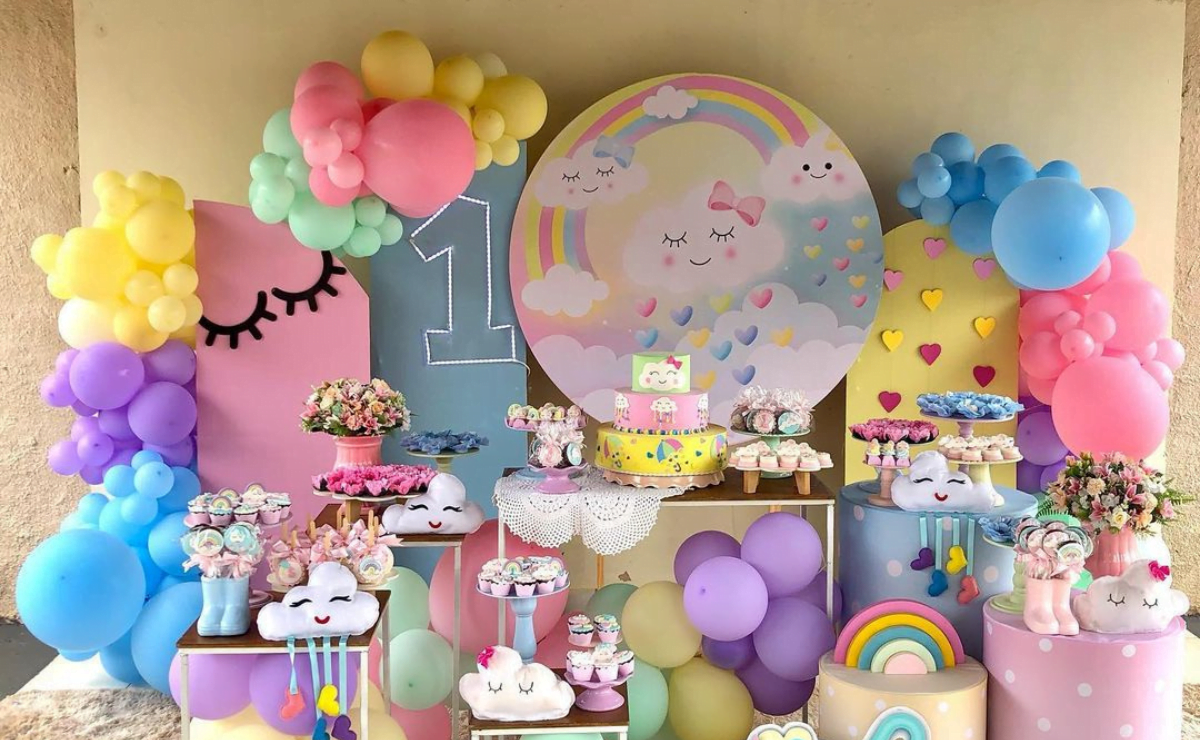 decoração cha de bebe chuva de amor simples