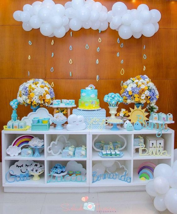 decoração cha de bebe chuva de amor simples