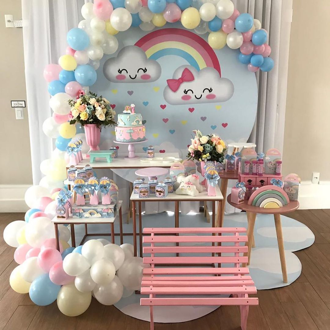 decoração cha de bebe chuva de amor simples