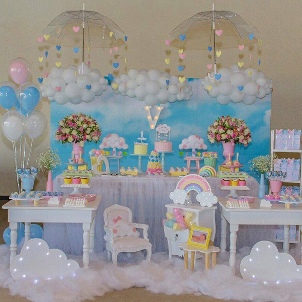 decoração cha de bebe chuva de amor simples