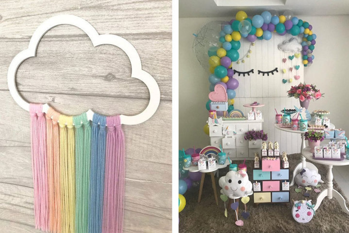 decoração cha de bebe chuva de amor simples