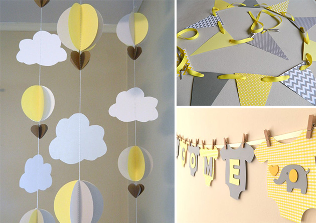 Painéis e Fundos de Mesa Criativos para Chá de Bebê com Materiais Reciclados