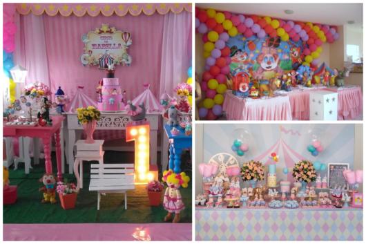 Inspirações de Paleta de Cores e Personagens para o Tema Circo Rosa