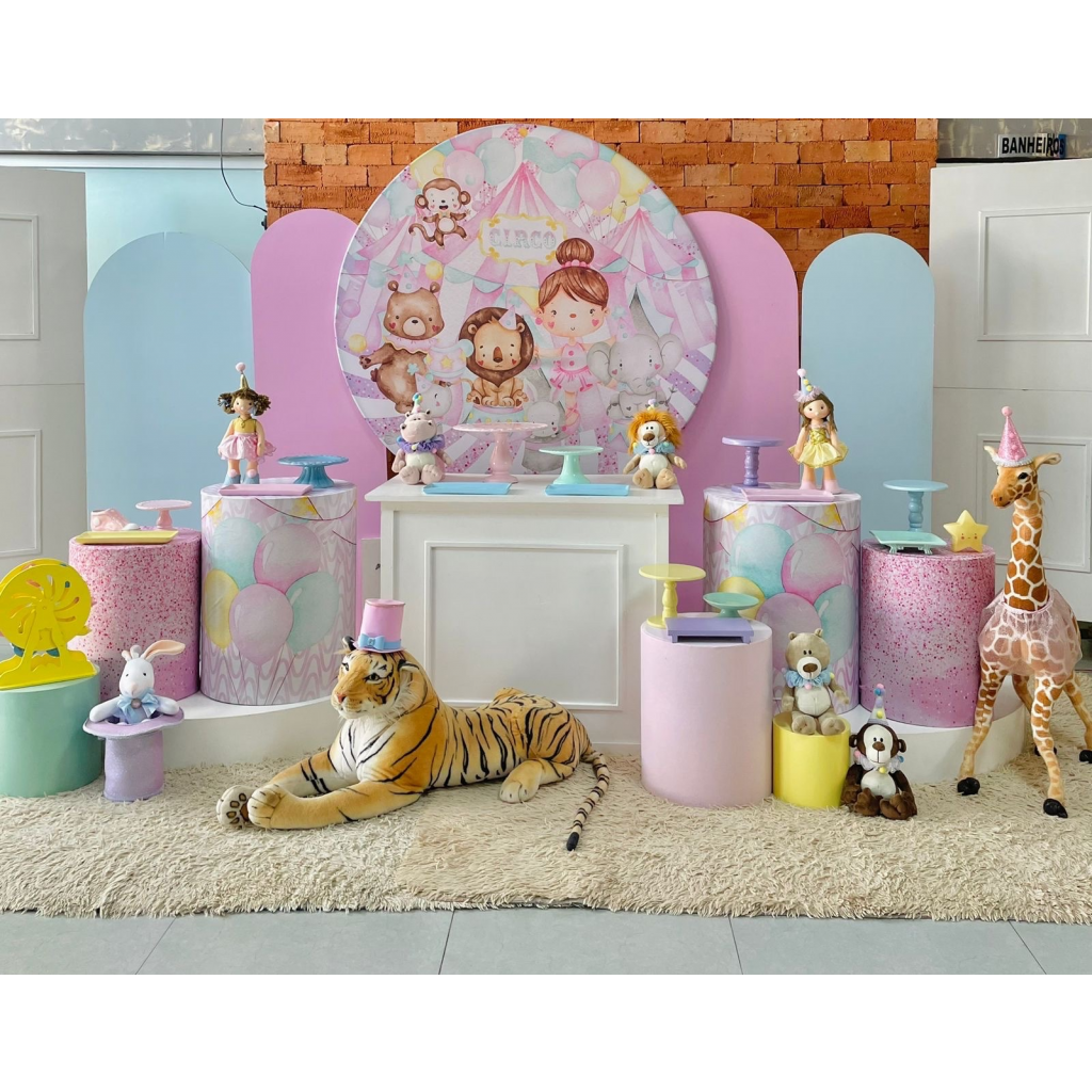 Inspirações de Paleta de Cores e Personagens para o Tema Circo Rosa