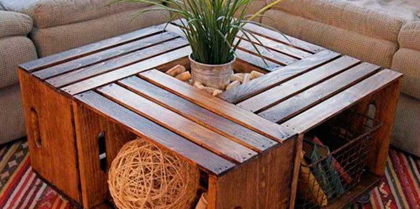 decoração com caixas de madeira