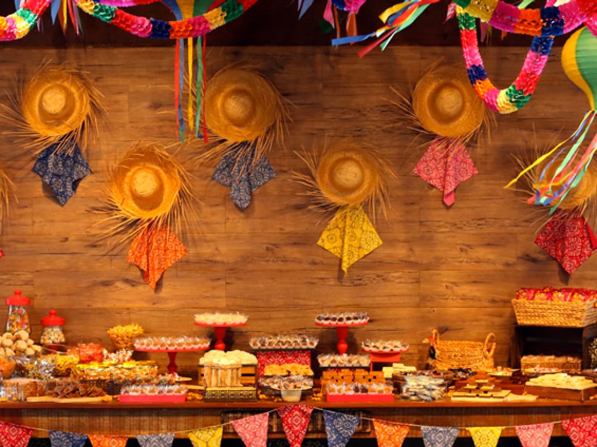 decoração com chita para festa junina