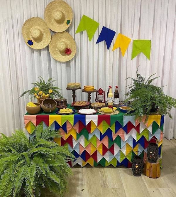 decoração com chita para festa junina