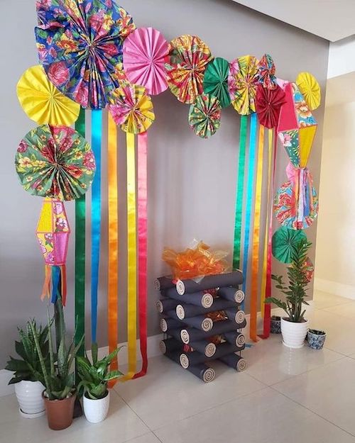 decoração com chita para festa junina