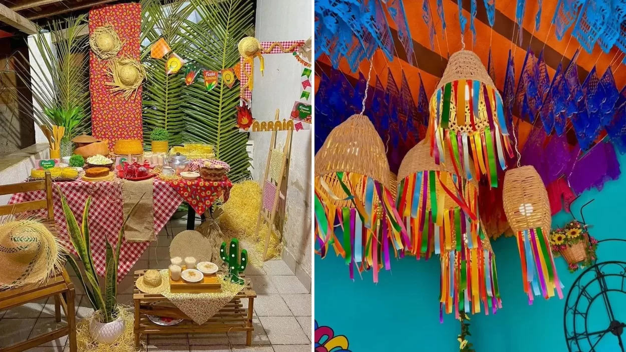 decoração com chita para festa junina