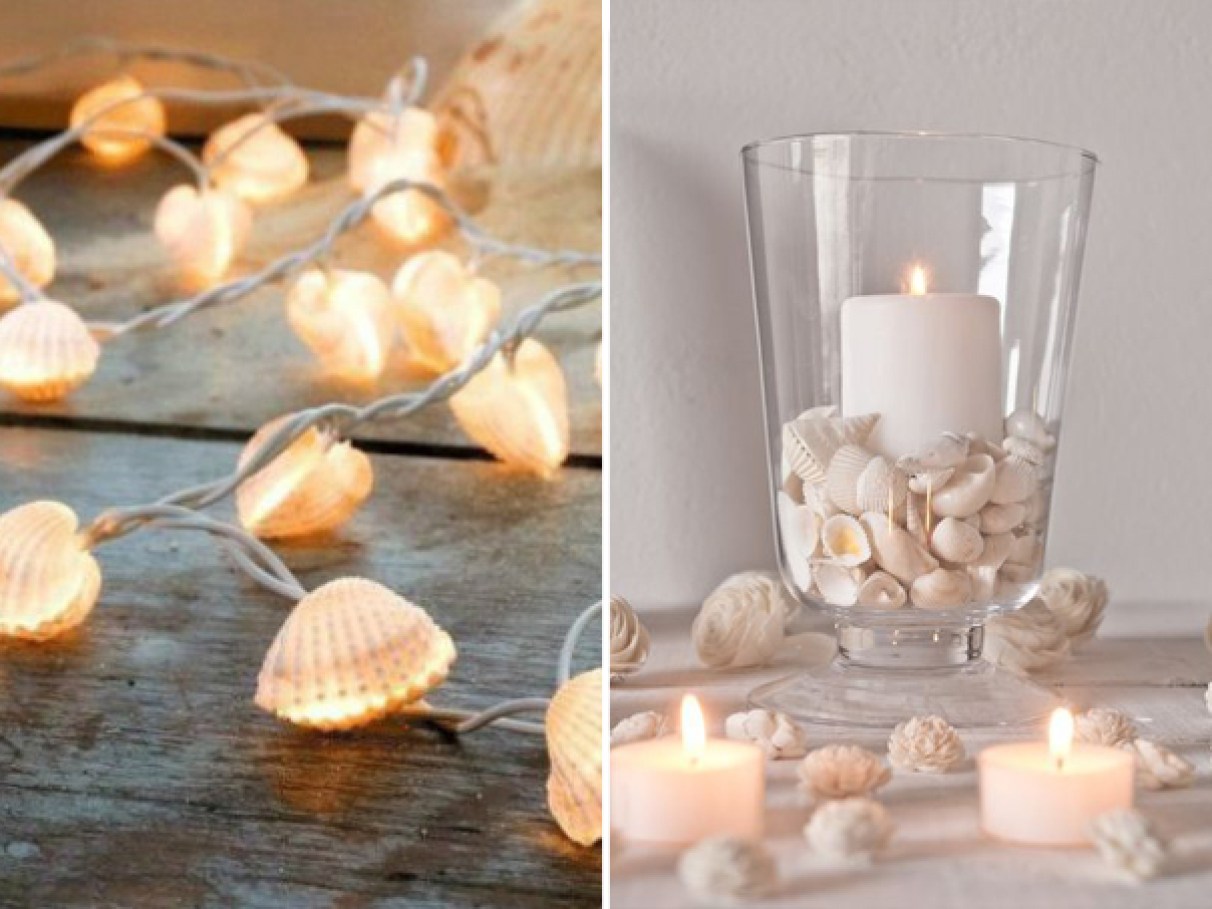 decoração com conchas do mar