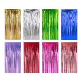 decoração com cortina metalizada