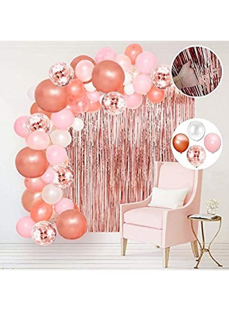 decoração com cortina metalizada rosa