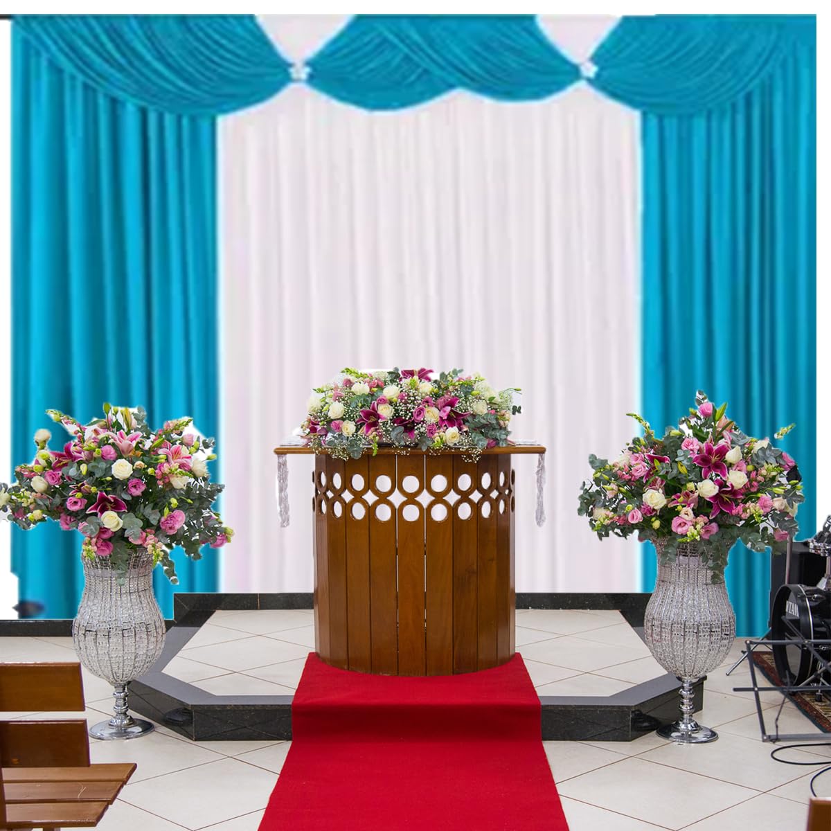 decoração com cortinas para igrejas