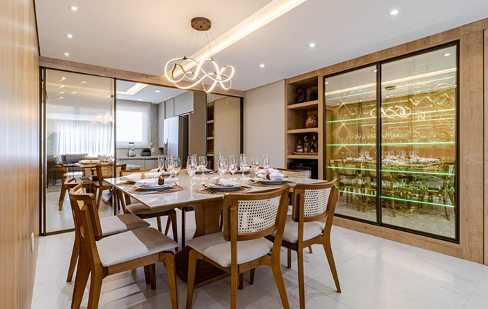 decoração com espelho na parede