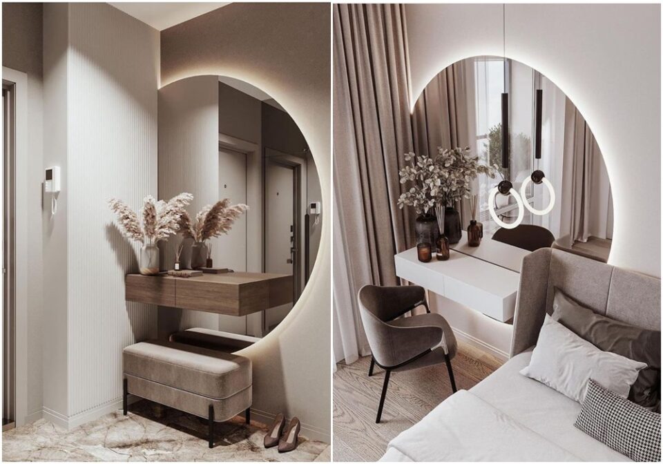 decoração com espelho na parede