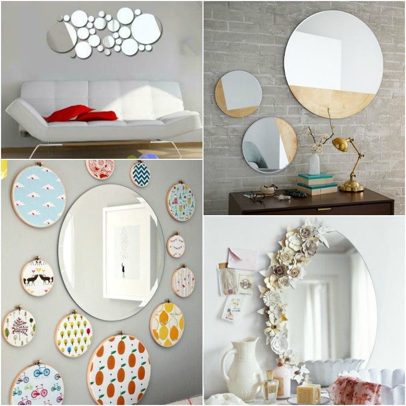 decoração com espelhos redondos