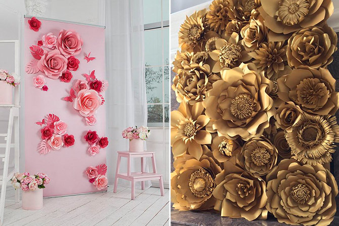 decoração com flores de papel