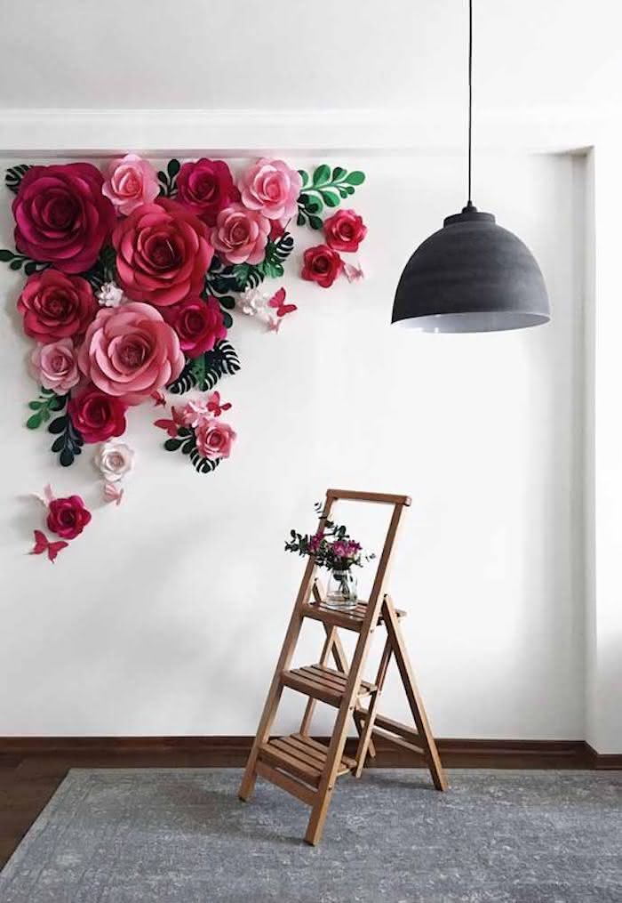 decoração com flores de papel