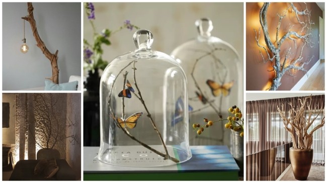 20 ideias criativas decoração galhos secos parede