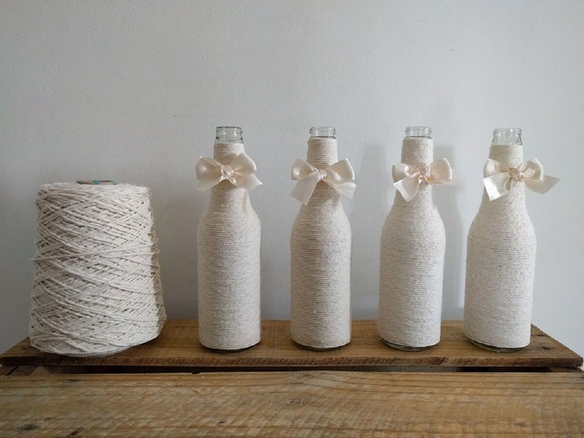 decoração com garrafa de vidro