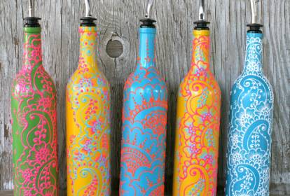 decoração com garrafa de vidro