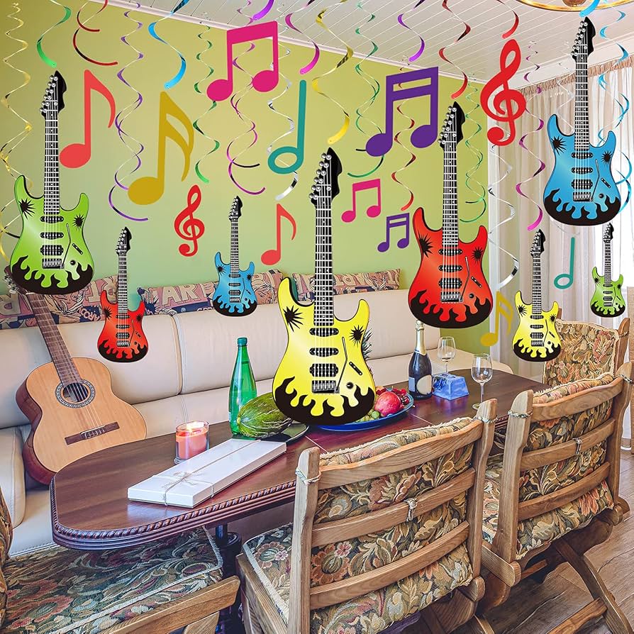 decoração com instrumentos musicais