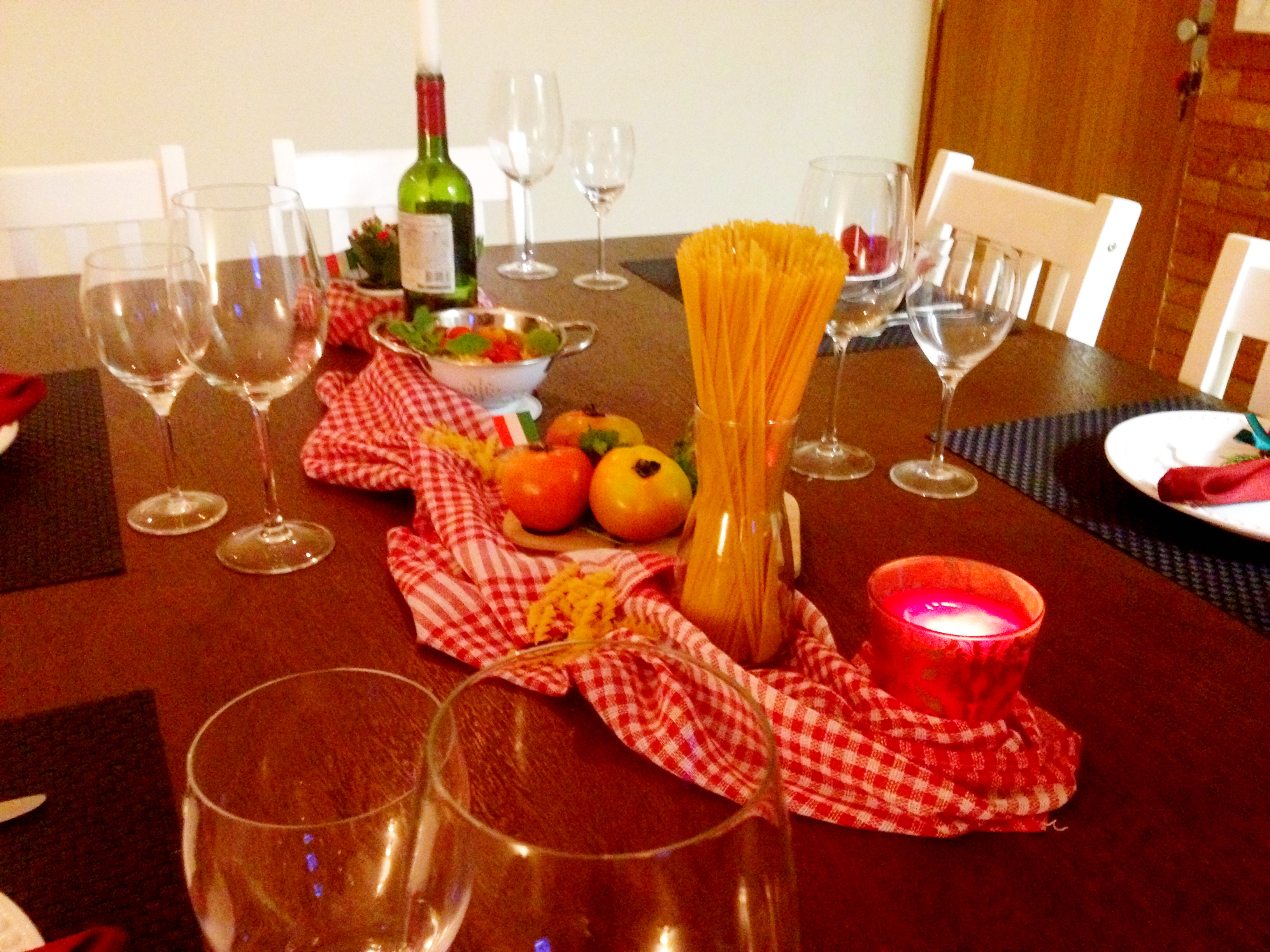 decoração com macarrão cru