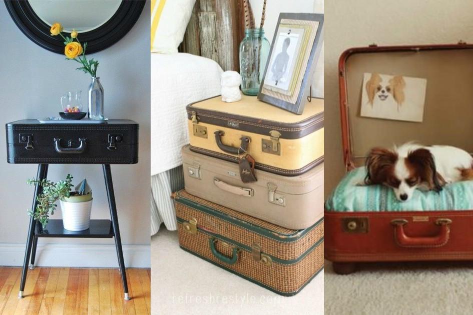 ideias criativas decorar com malas de viagem