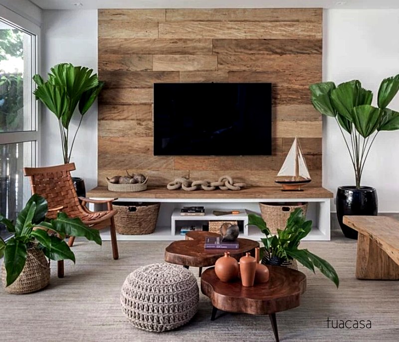 decoração com mesa de madeira