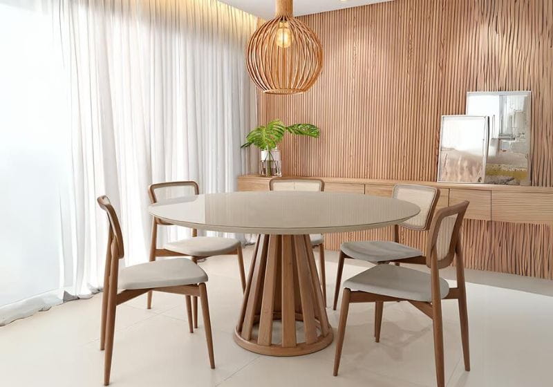 decoração com mesa de madeira