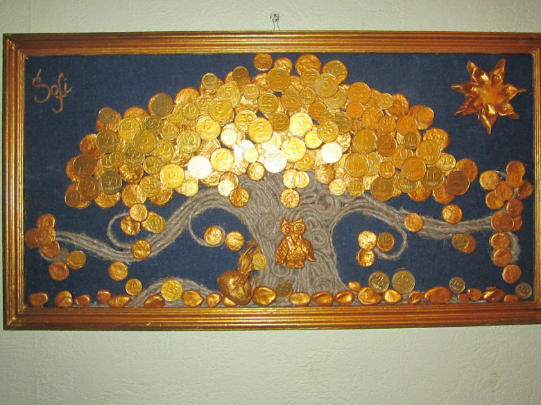 decoração com moedas antigas