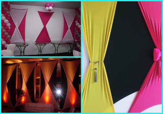 ideias de decoração com panos no teto para festas