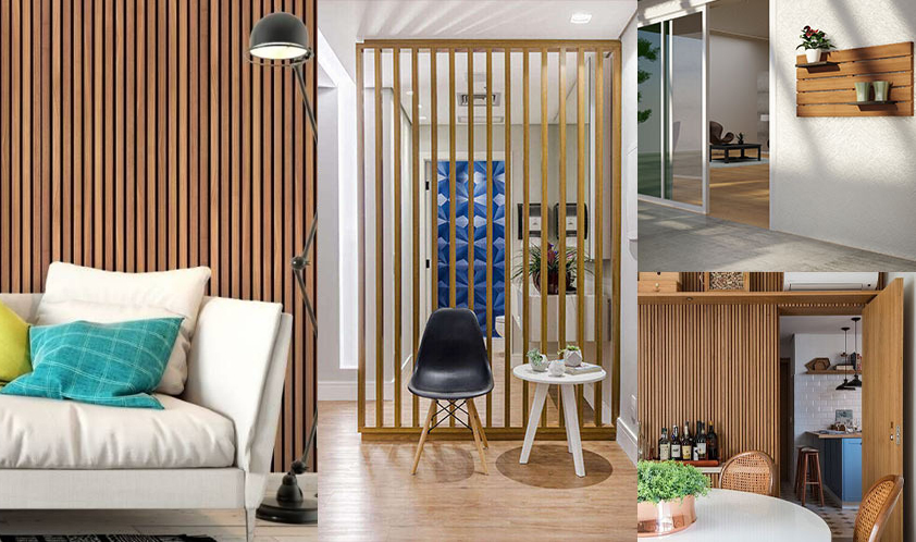 ideias de decoração com painel ripado para sala pequena