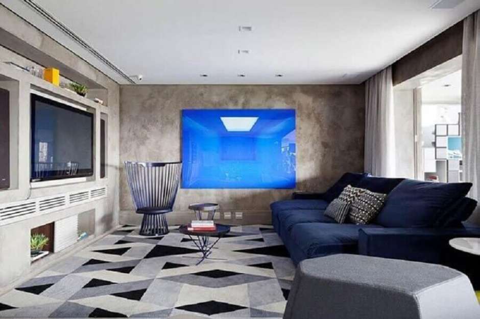decoração com sofa azul