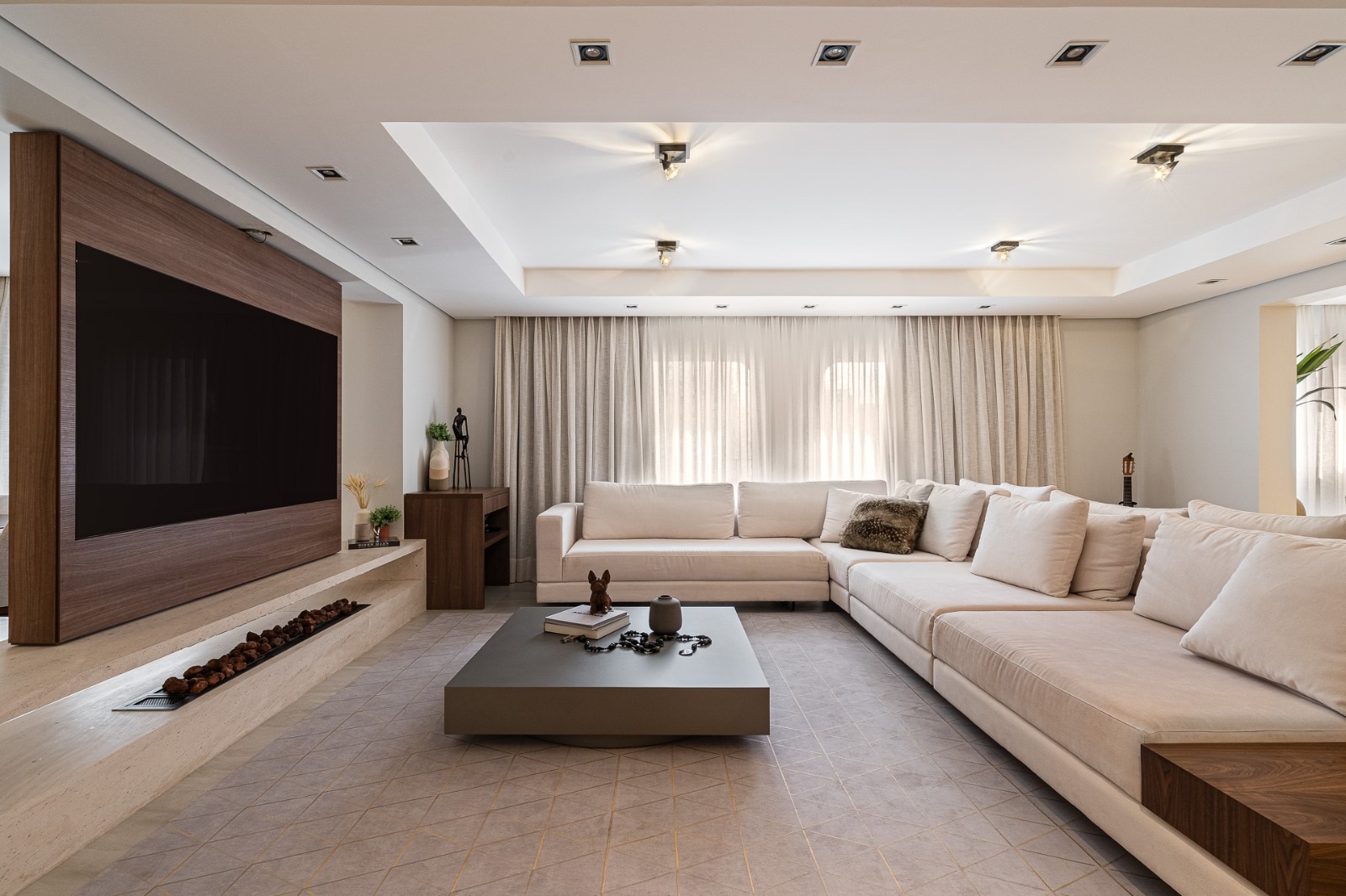 decoração com sofá bege