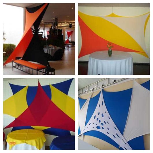 ideias decoração tecido tensionado eventos