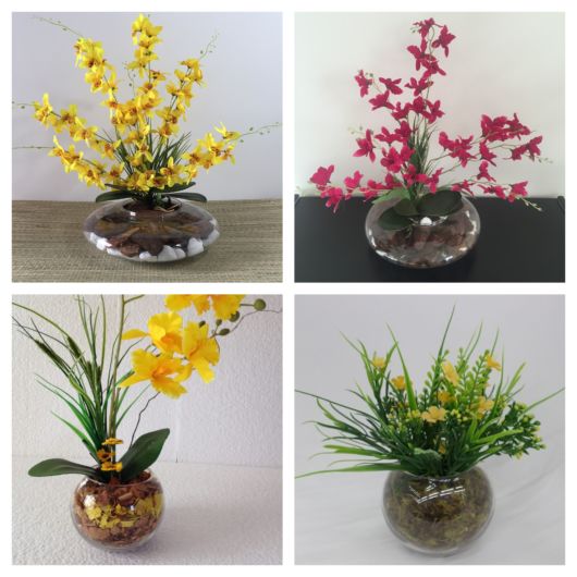 decoração com vaso de vidro grande