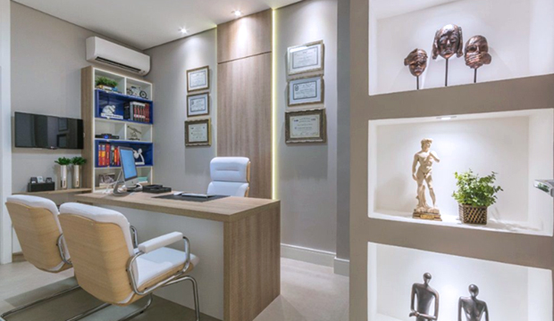 decoração recepção consultório odontológico pequeno infantil