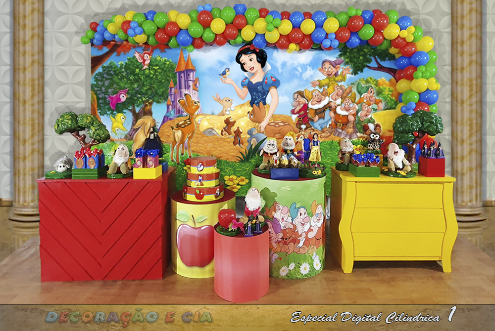 ideias criativas decoração branca de neve 1 ano