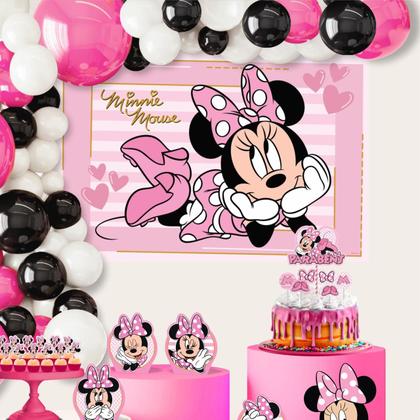 decoração da minnie rosa simples com tnt