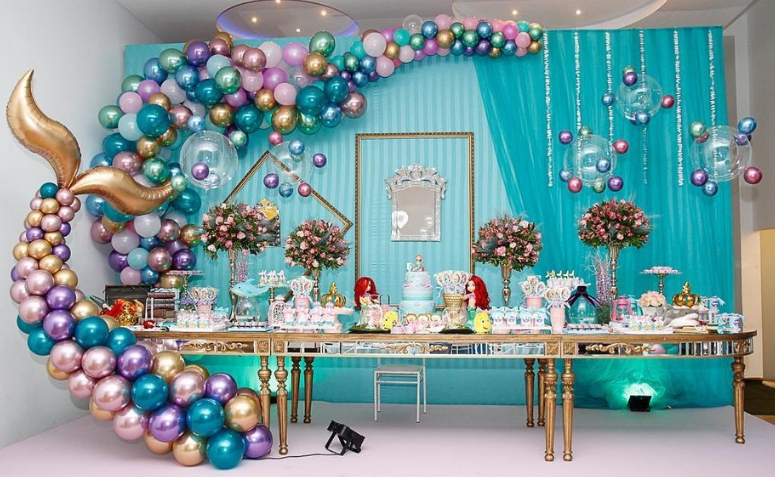 ideias de decoração de festa sereia simples e barata