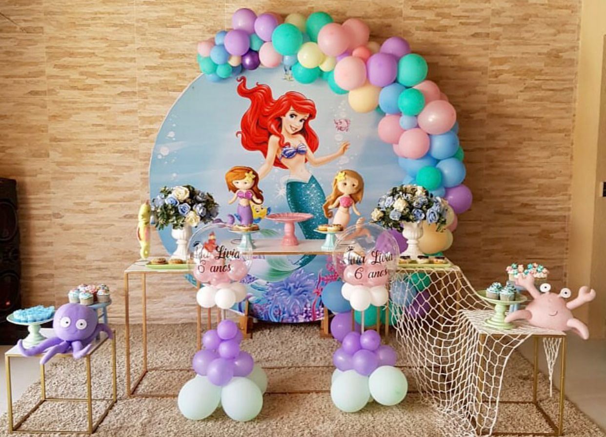 ideias de decoração de festa sereia simples e barata