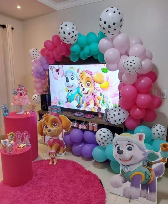 ideias criativas decoração festa skye patrulha canina