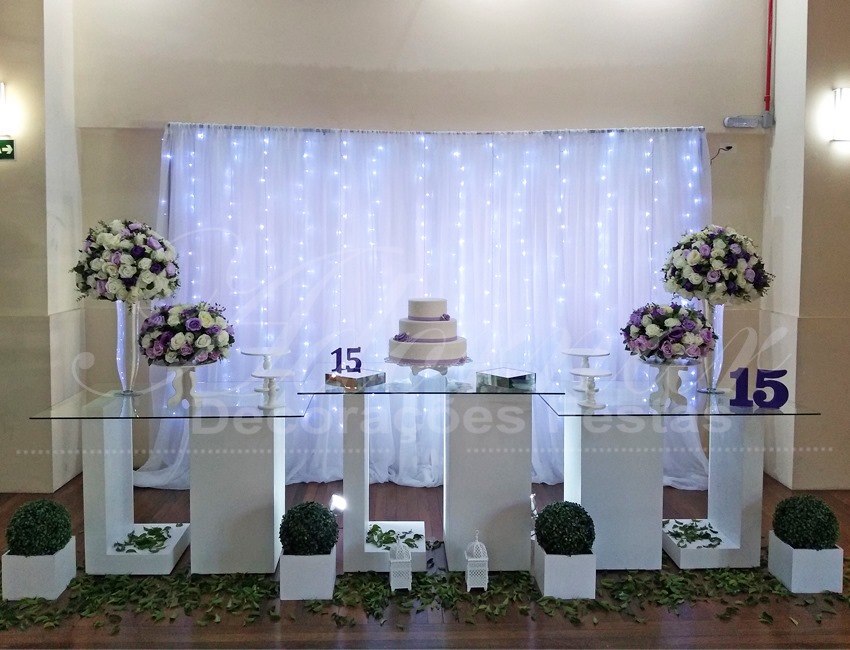 decoração de 15 anos lilás