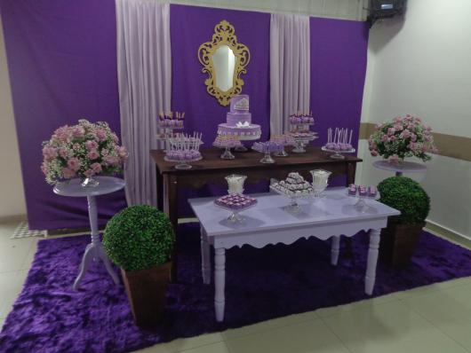 decoração de 15 anos lilás