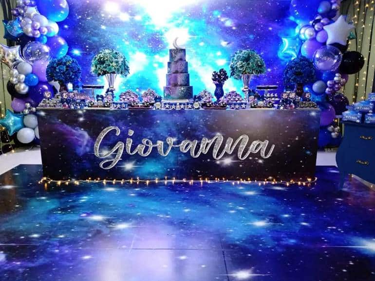 decoração de aniversário azul simples