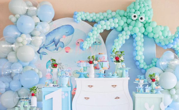 decoração de aniversário azul simples