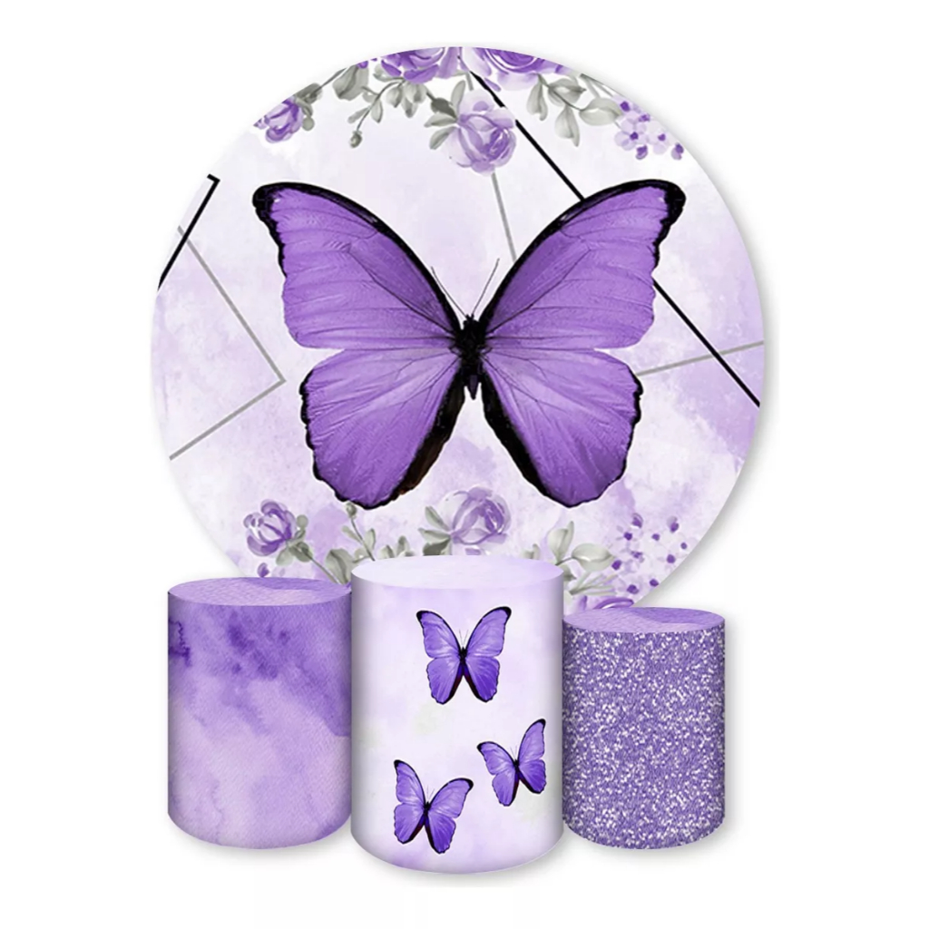 painel sublimado borboleta lilás