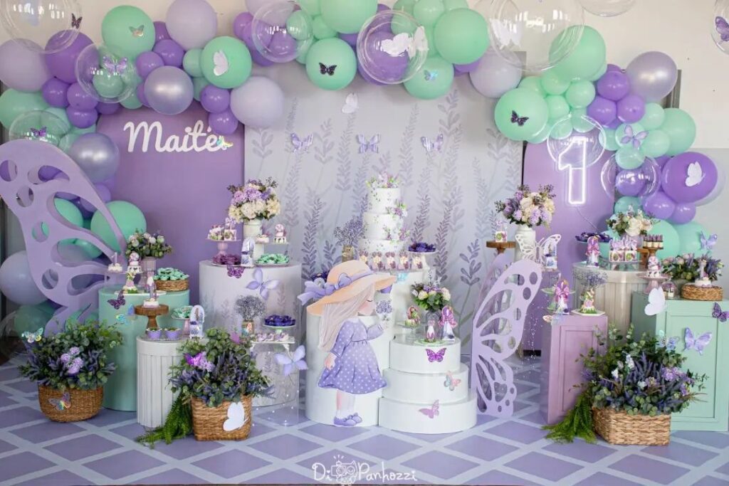 decoração de aniversário borboleta lilás