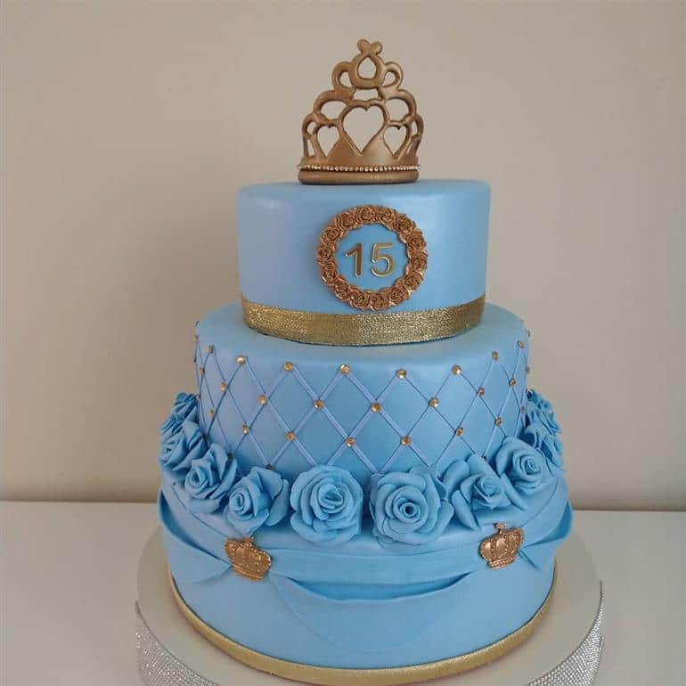 decoração de aniversário de 15 anos azul